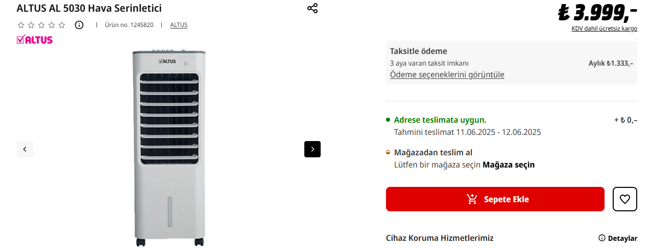 ALTUS HAVA SERİNLETİCİ