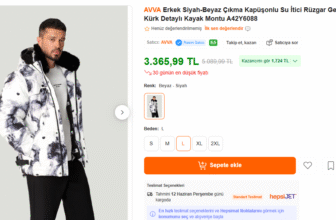 AVVA ERKEK KAPÜŞONLÜ SU İTİCİ RÜZGAR GEÇİRMEZ KAYAK MONTU